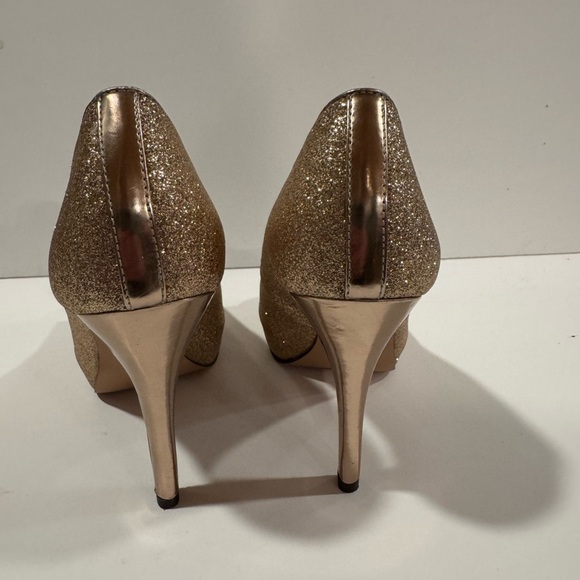 Jacqueline Ferrar Women’s Metallic Gold Glitter Peep Toe Shimmer Heel Shimmer - Picture 3 of 8